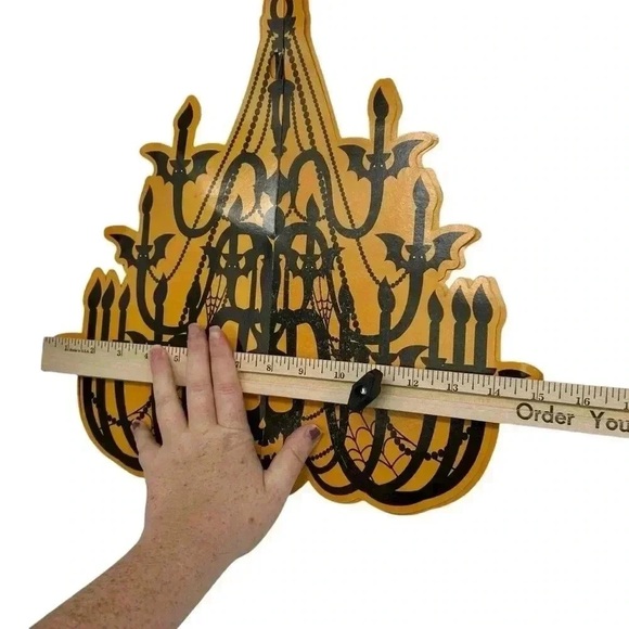 Vintage Halloween Skull Candelabra Cardboard Hanging Decor Spooky Cutout - Picture 2 of 8